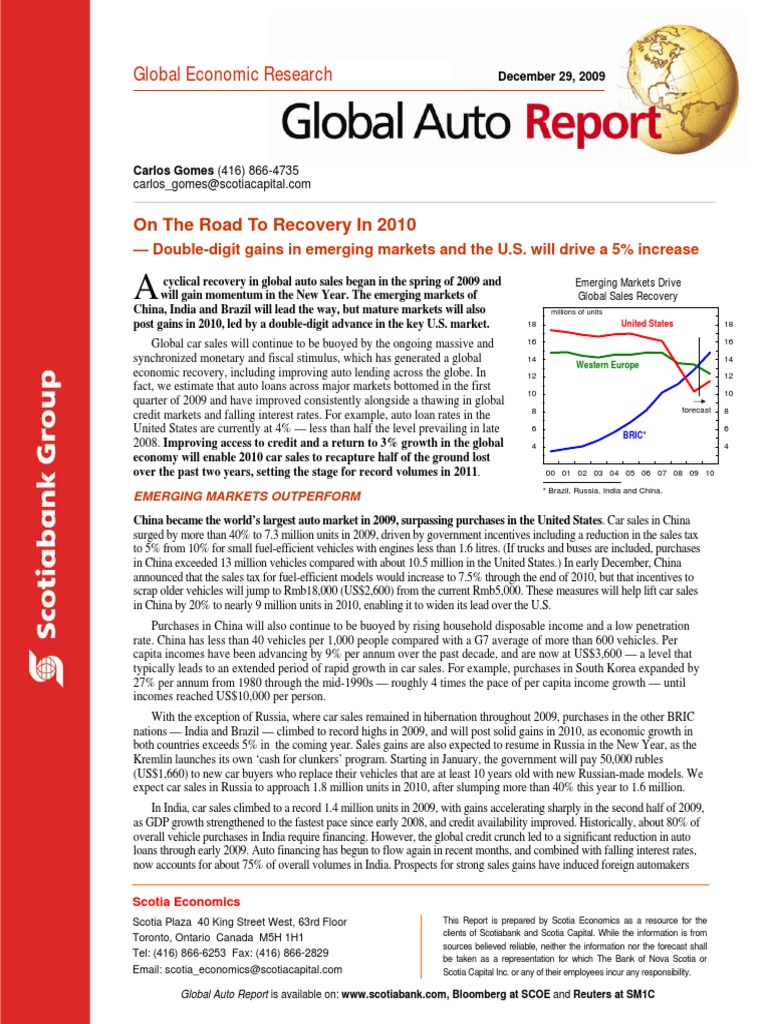Global Auto Sales Recovery in 2010 | PDF | Bric | Emerging Markets