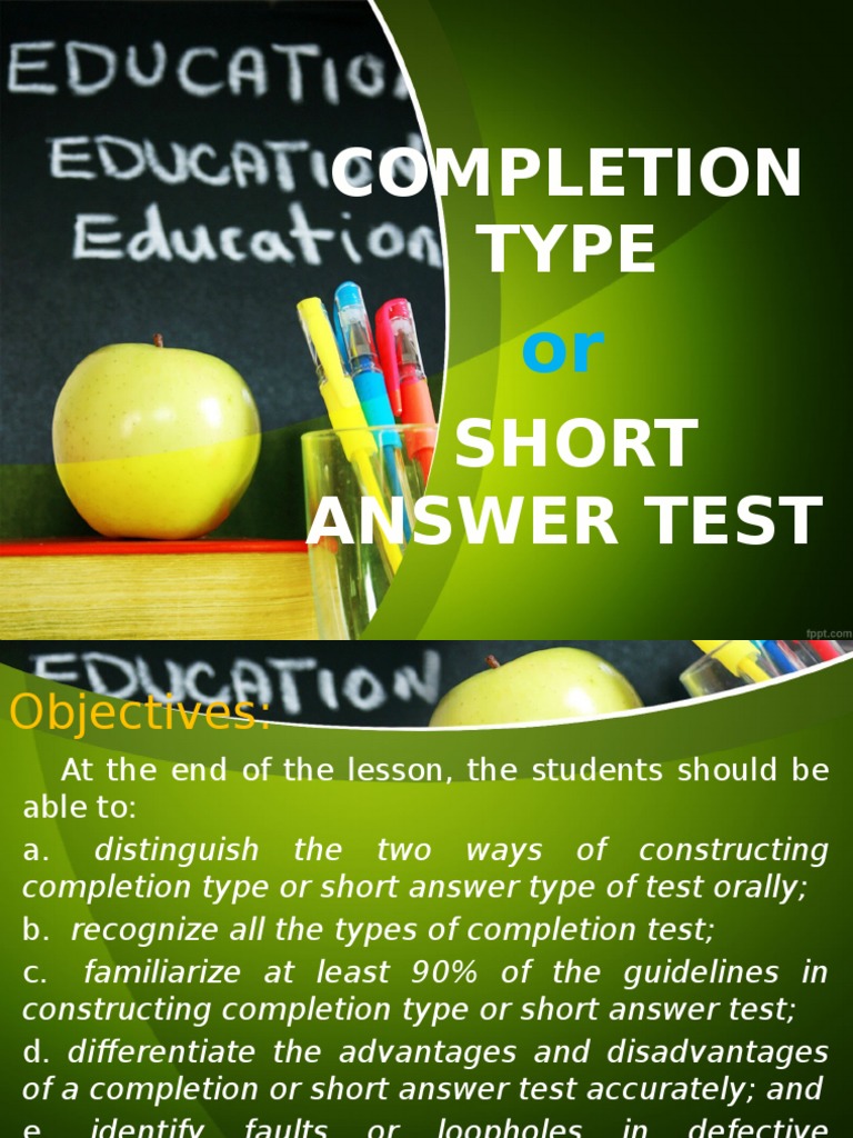 Completion Type Test Guidelines | PDF | Multiple Choice | Question