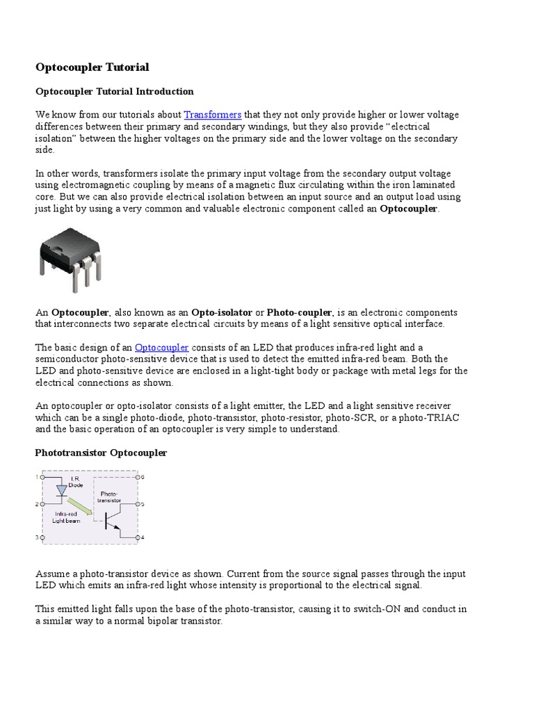 Optocoupler Tutorial PDF Switch Mains Electricity