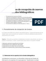 Proceso de Recepción de Nuevos Fondos Bibliograficos