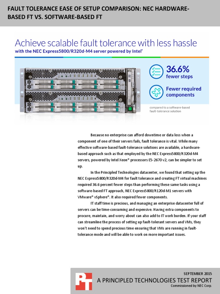 Fault Tolerance Ease of Setup Comparison NEC HardwareBased FT vs. SoftwareBased FT PDF
