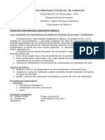 Calibração de Instrumentos de Medida de Variáveis de Processo - Termometro