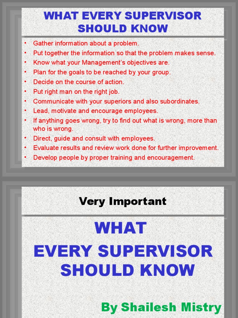 Supervisor Roles and Responsibilities Guide | PDF | Behavioural ...