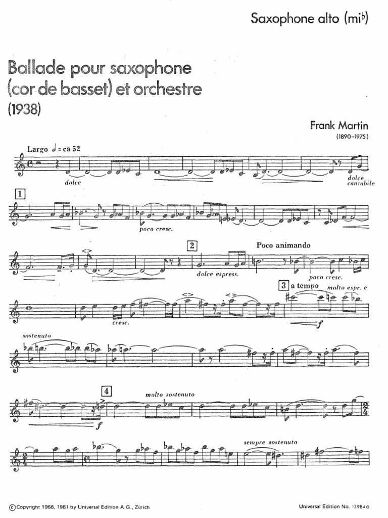 Frank Martin Ballade Pour Saxophone Alto | PDF | Musique de l
