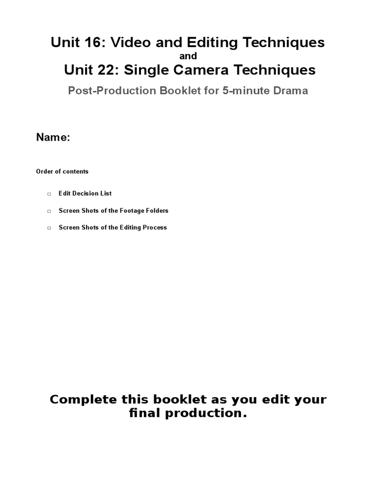 Video Editing Techniques for Drama | PDF | Leisure