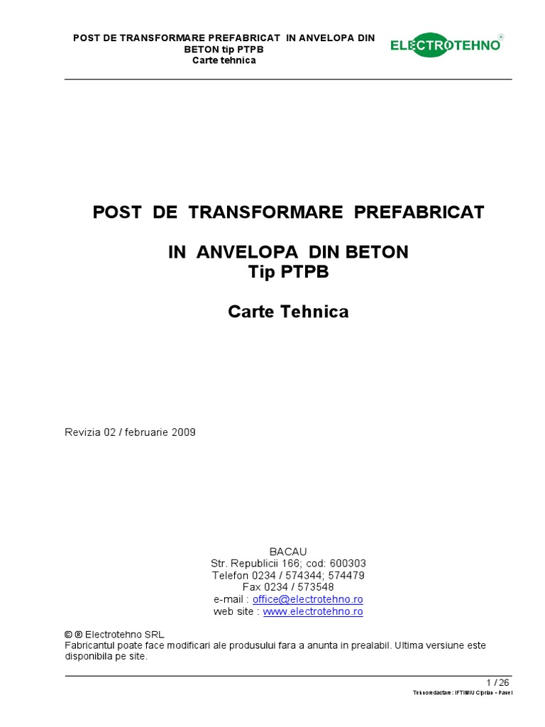 Documentatie Post de Transformare in Anvelopa de Beton | PDF