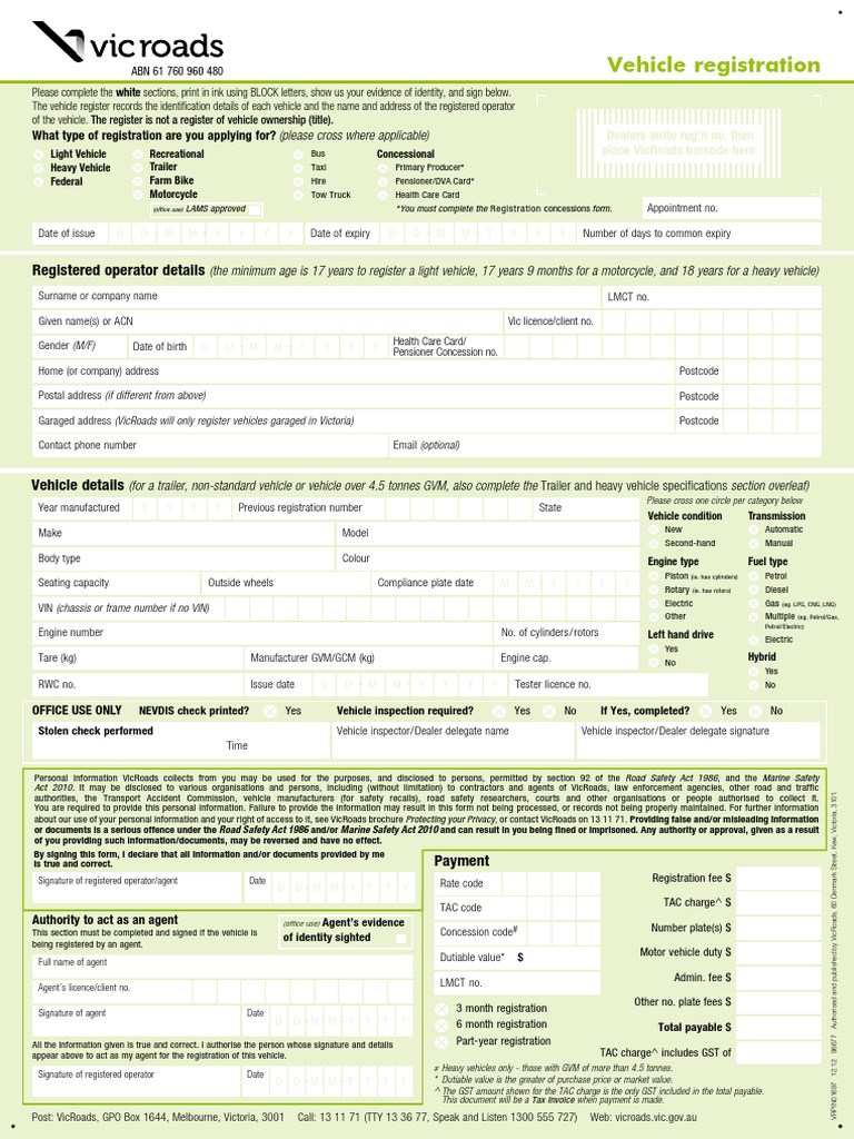 Vehicle Registration Form Trailer (Vehicle) Semi Trailer Truck