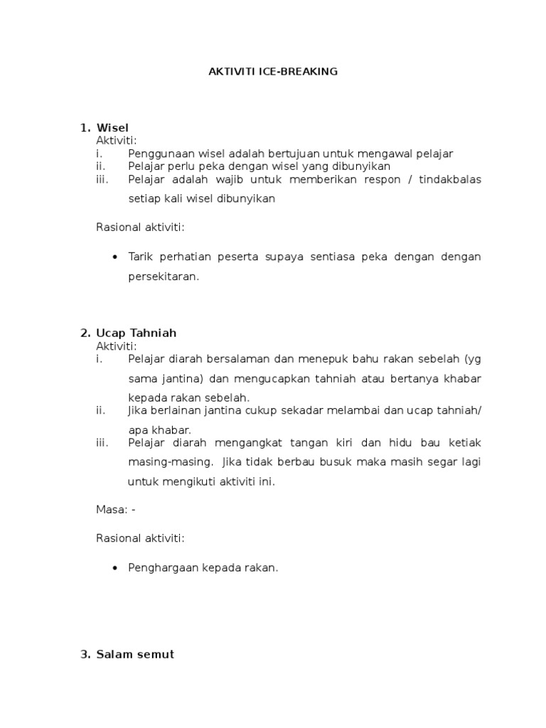 Aktiviti Ice Breaking