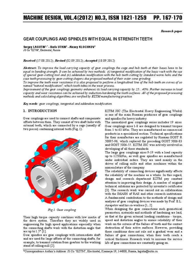 Gear Coupling PDF Gear Classical Mechanics
