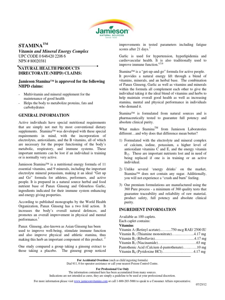 2206 Stamina Monograph 0 PDF PDF Dietary Supplements Vitamin