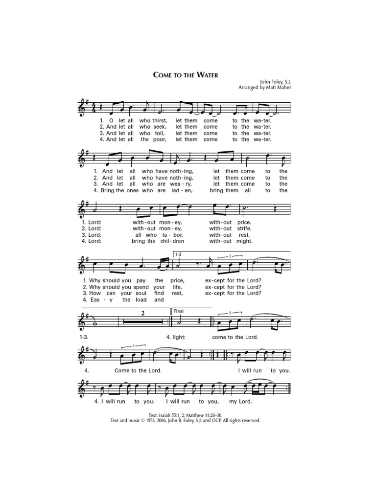 Come to the Water I Will Run to You Matt Maher and John Foley