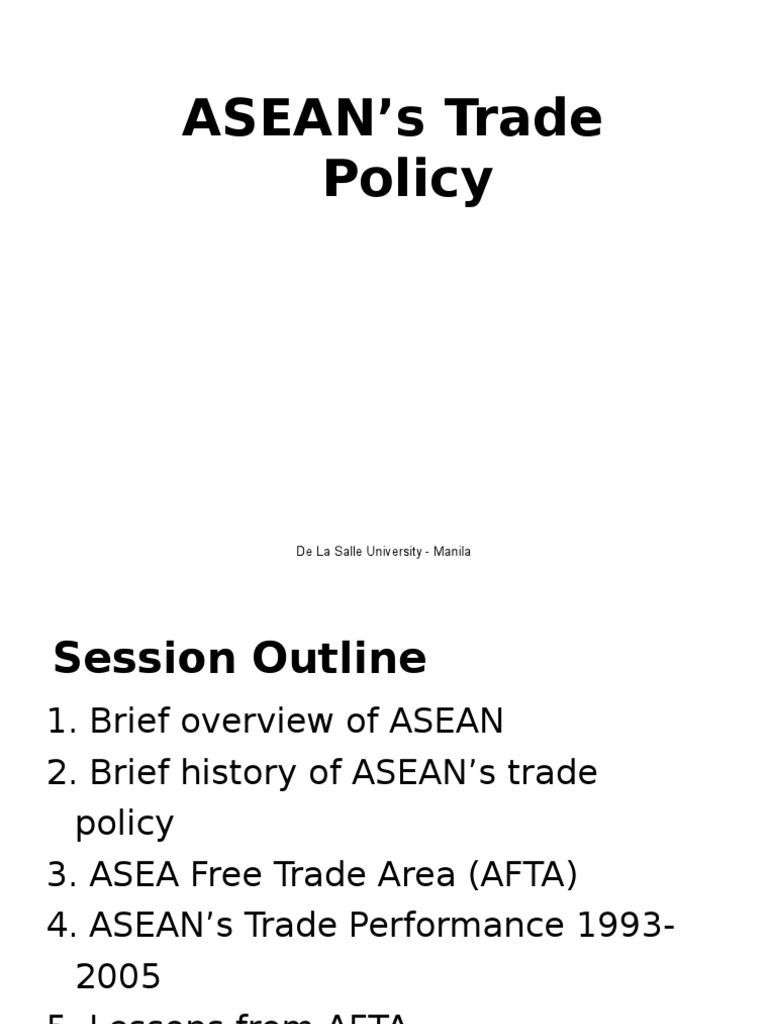 ASEAN Trade Policy Overview and AFTA Insights | PDF | Association Of ...