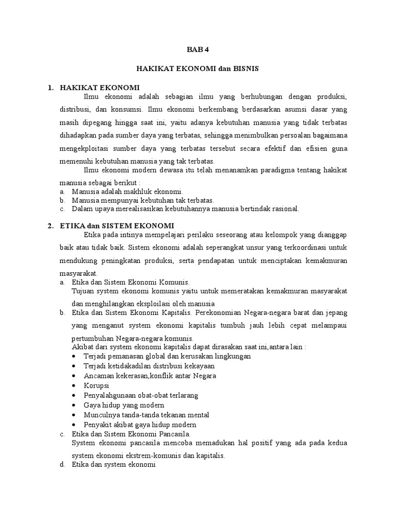 Bab 4 Hakikat Ekonomi Dan Bisnis