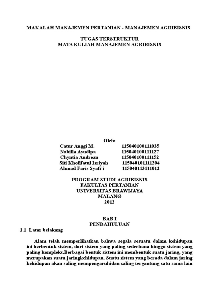 Makalah Manajemen Agri Pertanian Docx