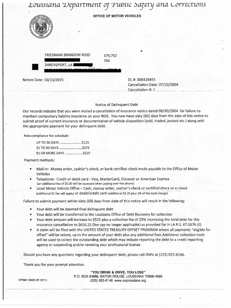 Louisiana OMV Letter PDF