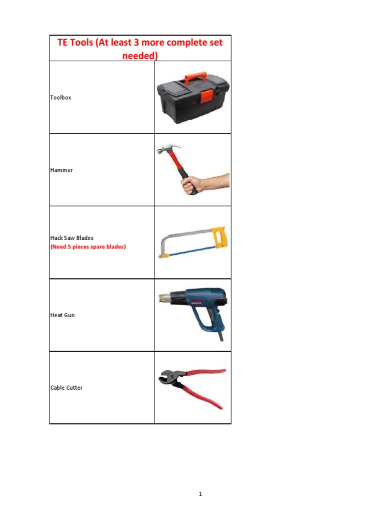 Essential TE Tools and Equipment List | PDF