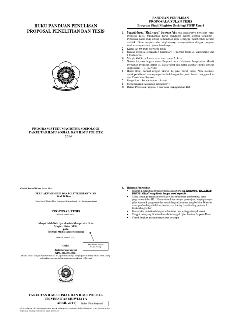 Panduan Tesis dan Proposal Unsri | PDF | Kajian Bahasa Asing