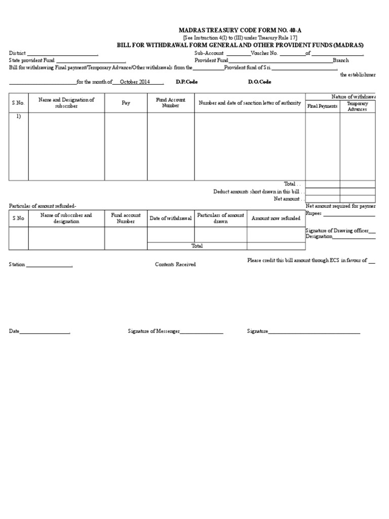 GPF Bill Form 48 Accountant Insurance