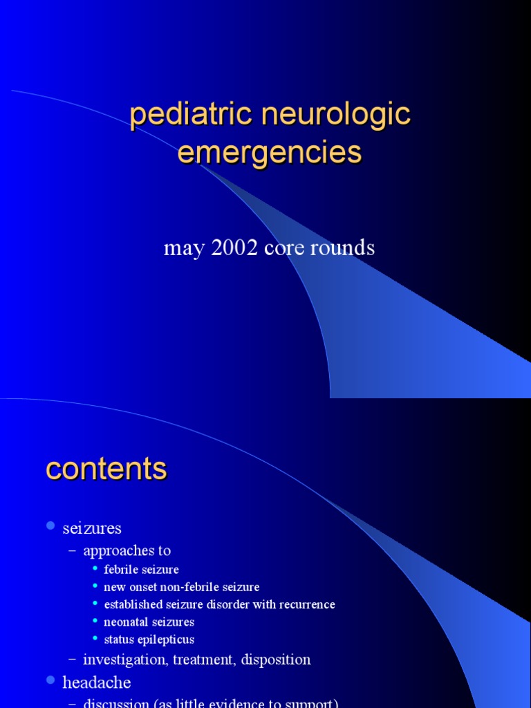 Pediatric Neurologic Emergencies Overview | PDF | Migraine | Headache