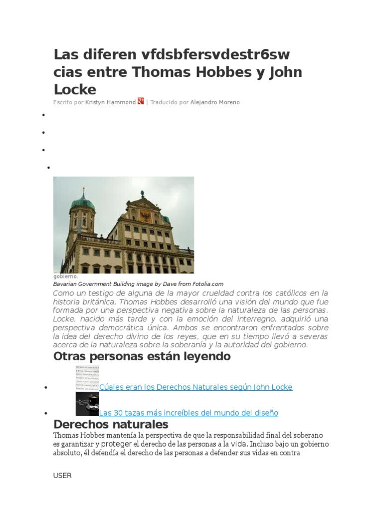 Las Diferencias Entre Thomas Hobbes y John Locke | John Locke | Thomas