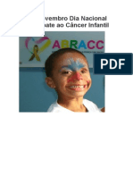23 de NoV. Dia Nacional de Combate Ao Câncer Infantil