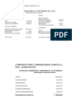 Estado Para El Banco Al 31 de Marzo Del 2013