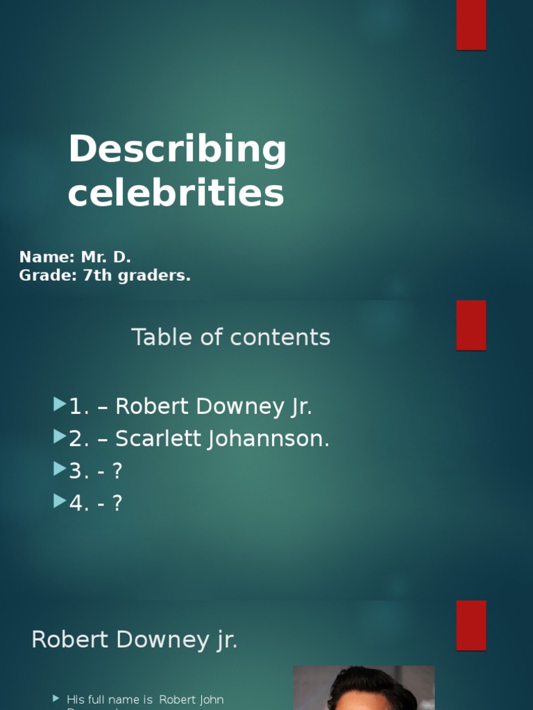 Celebrity Profiles: Downey & Johansson | PDF | Art | Classics