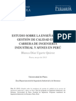 Ugarte (2013) Estudio Sobre La Enseñanza de Gestión de Calidad en La Carrera de Ingenieria Industrial y Afines en El Peru