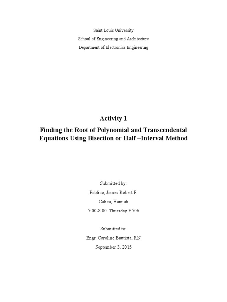 Half-Interval Method for Root Finding | PDF | Science & Mathematics ...