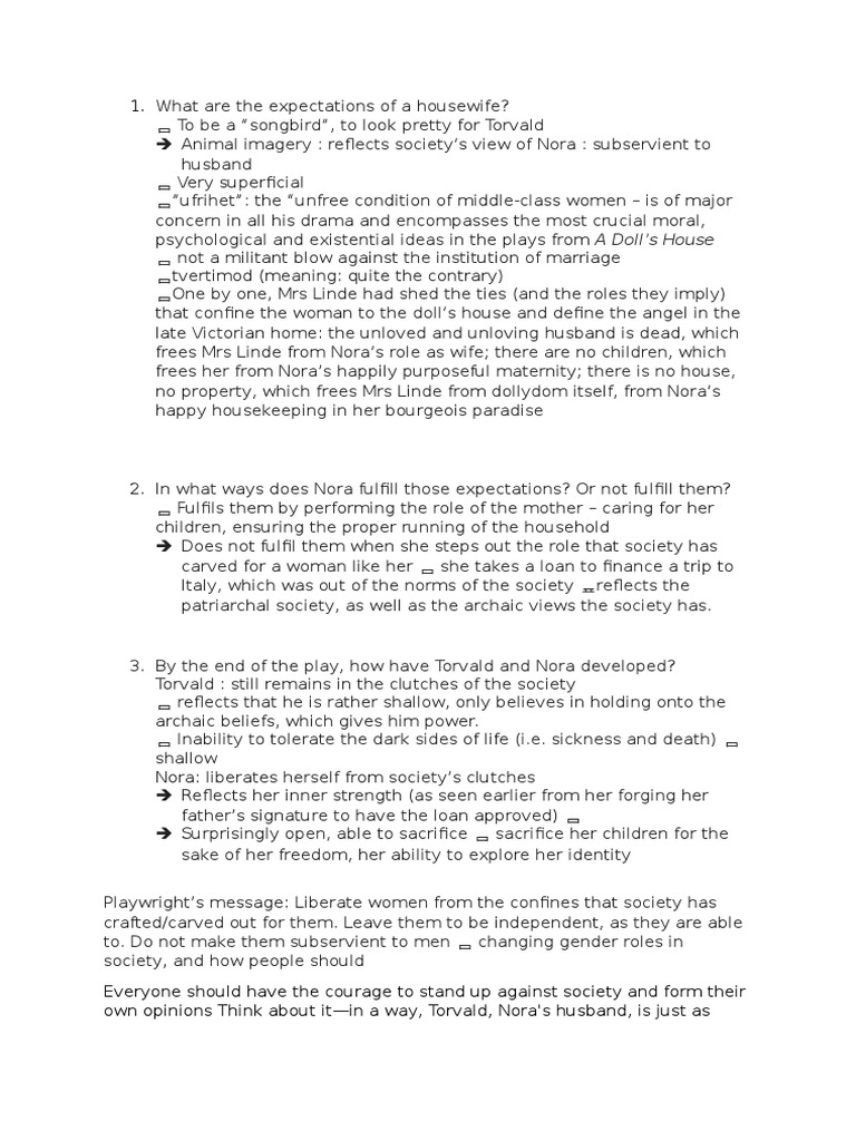 The Doll's House Questions That Are Not Commonly Asked. PDF A