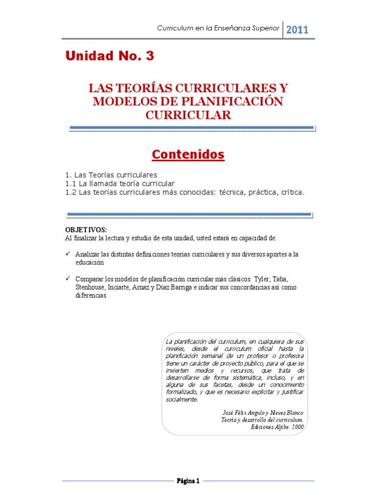 Teorías Curriculares en Educación Superior | PDF | Plan de estudios ...