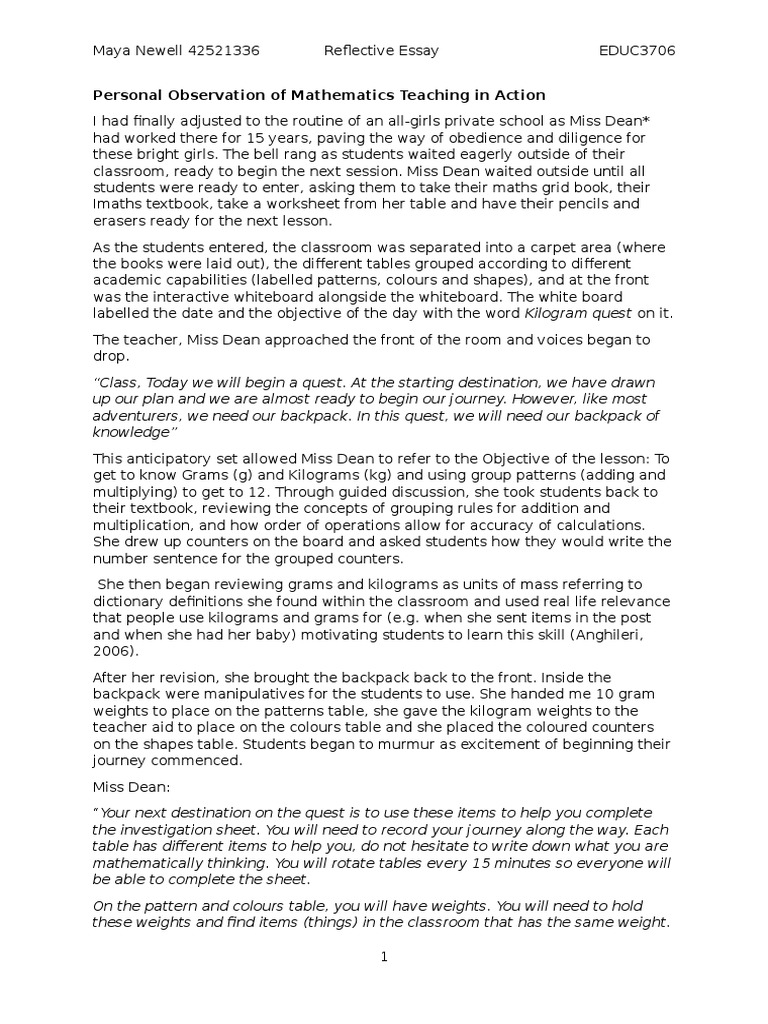 How to write a reflection paper on a class image