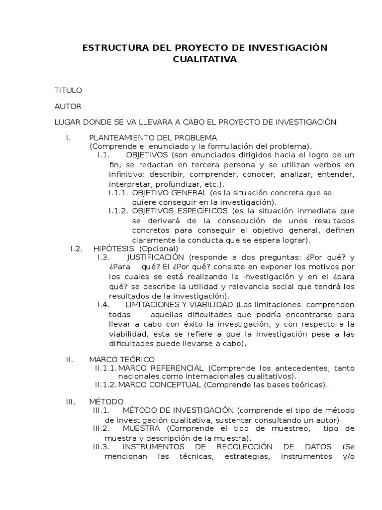 Estructura Del Proyecto de Investigación Cualitativa