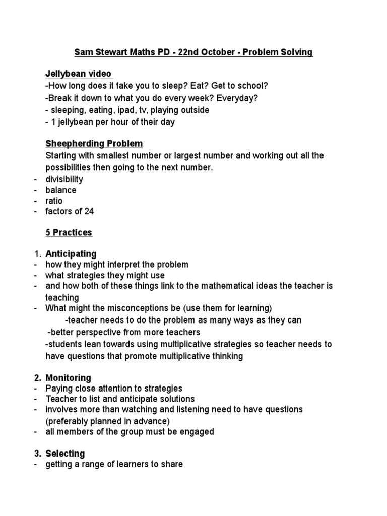 Maths Problem Solving Strategies Workshop | PDF