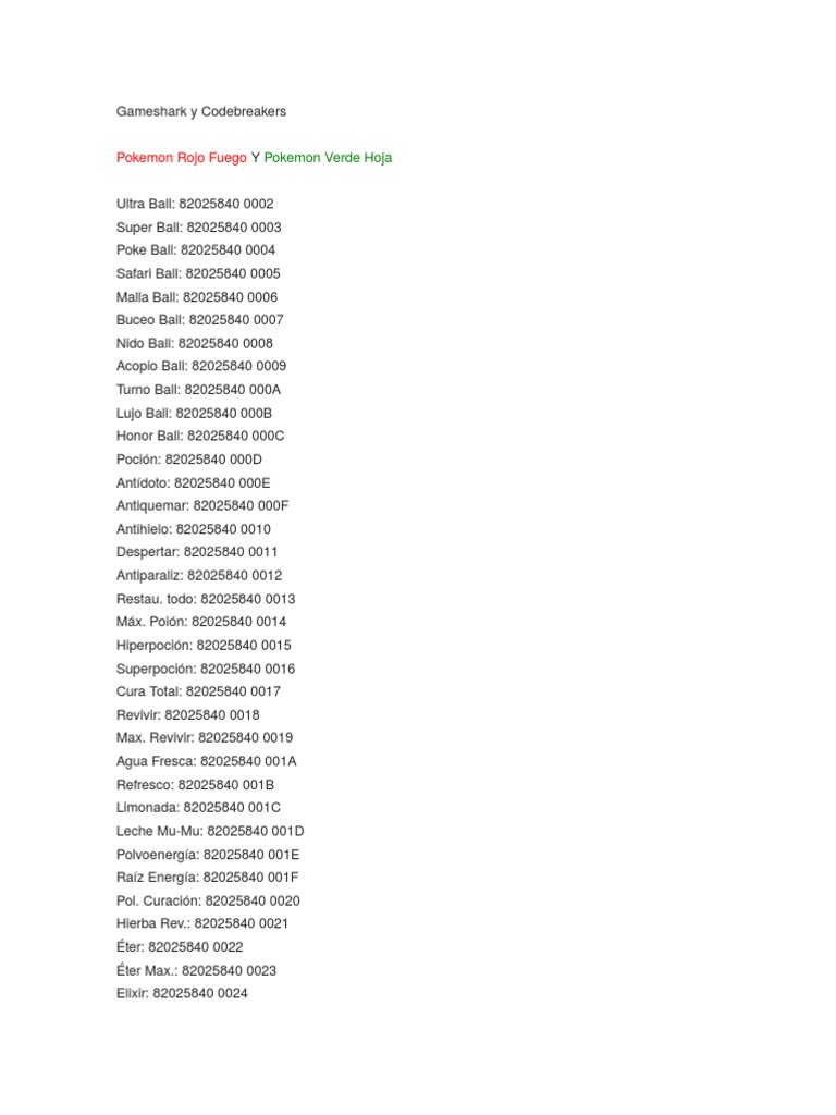 Gameshark Y Codebreakers Pdf Pokemon Franquicias De Nintendo