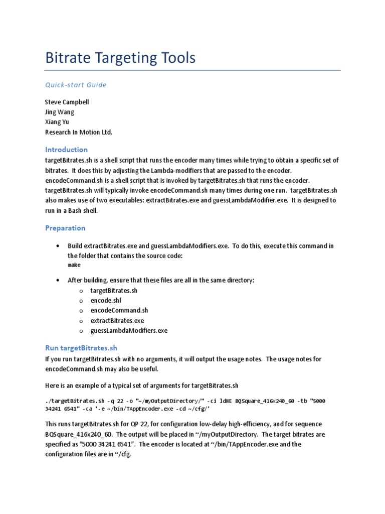 Bitrate Targeting Tools Guide | PDF | Parameter (Computer Programming ...