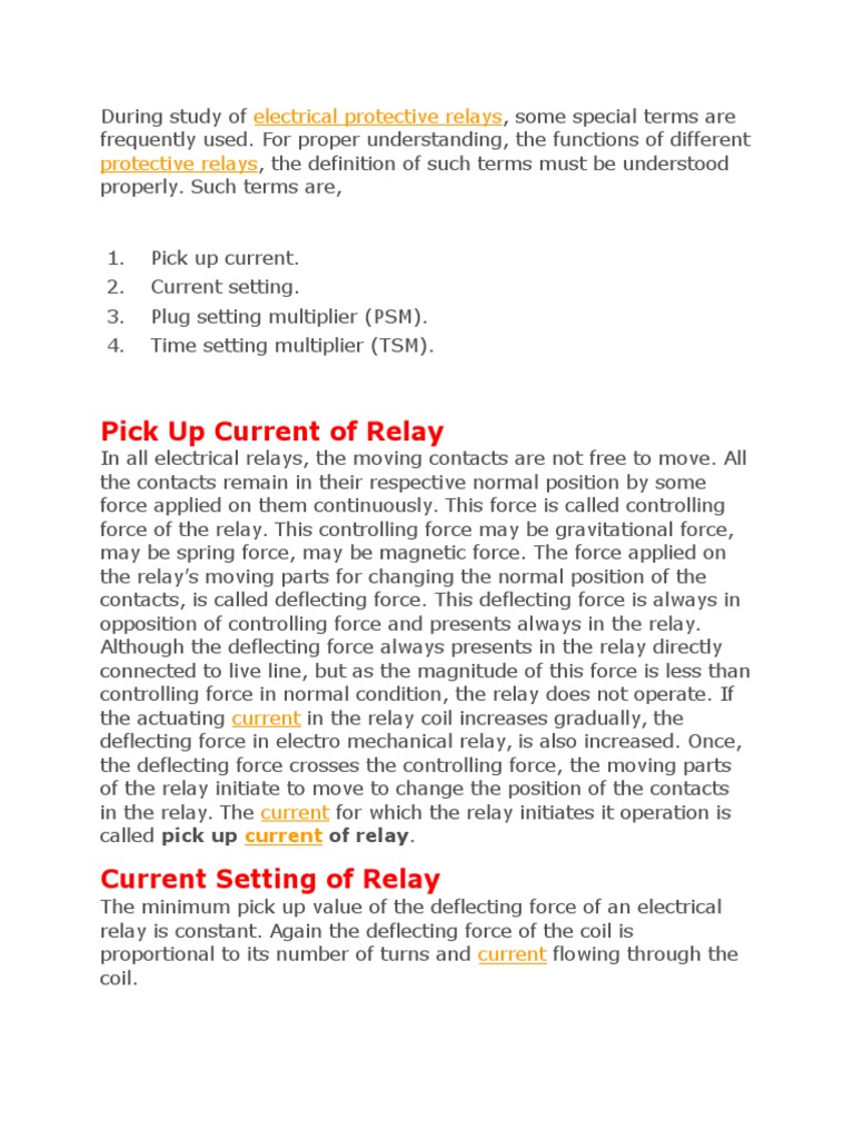 Understanding Electrical Relay Settings | PDF | Relay | Force