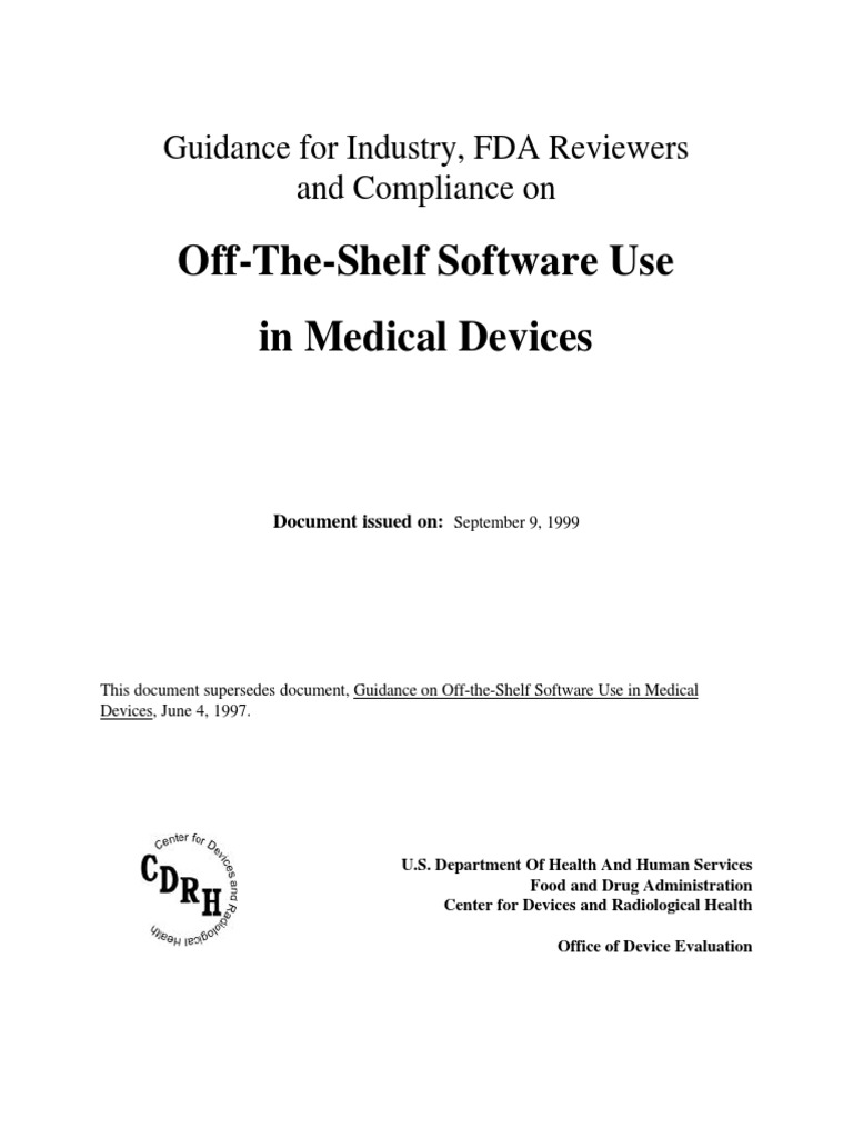 Guidance OffTheShelf Software Use PDF Medical Device Risk