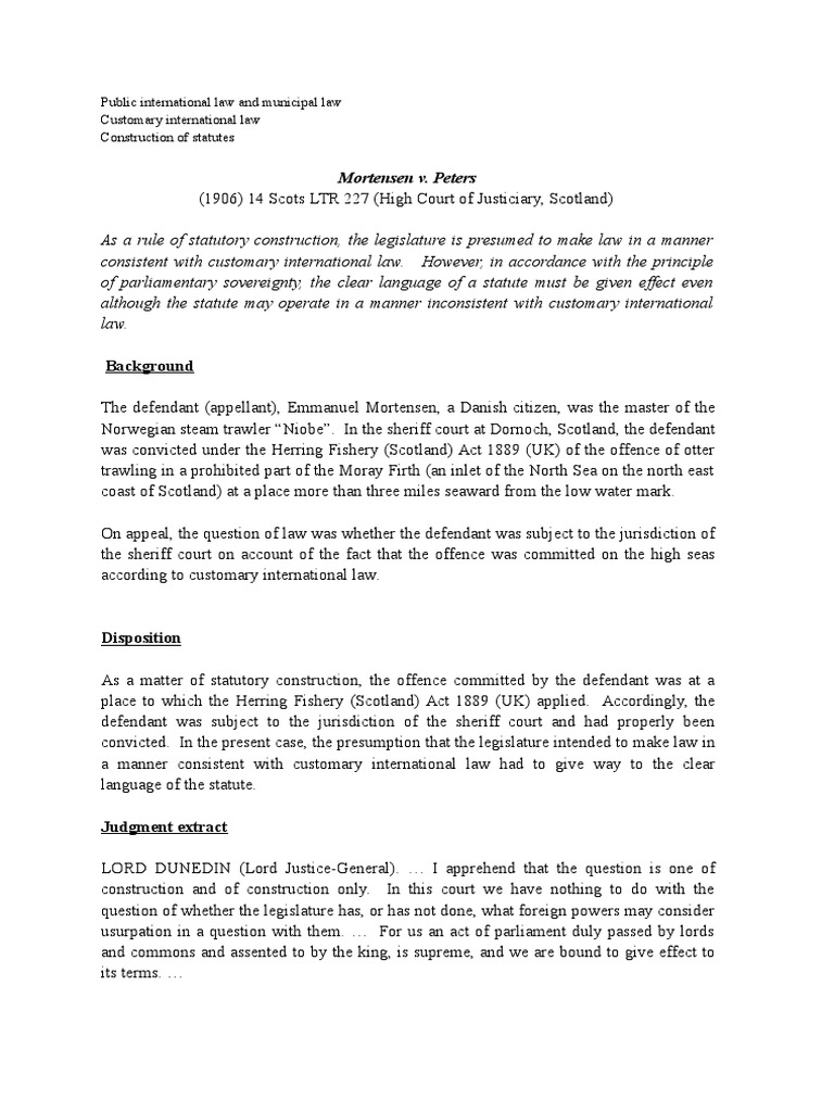 Mortensen V Peters PDF Statutory Interpretation Jurisdiction