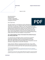 CBO: Ryan Letter On HC, March 19, 2010