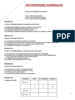 Ejercicios de Expresiones Algebraicas 3 Eso