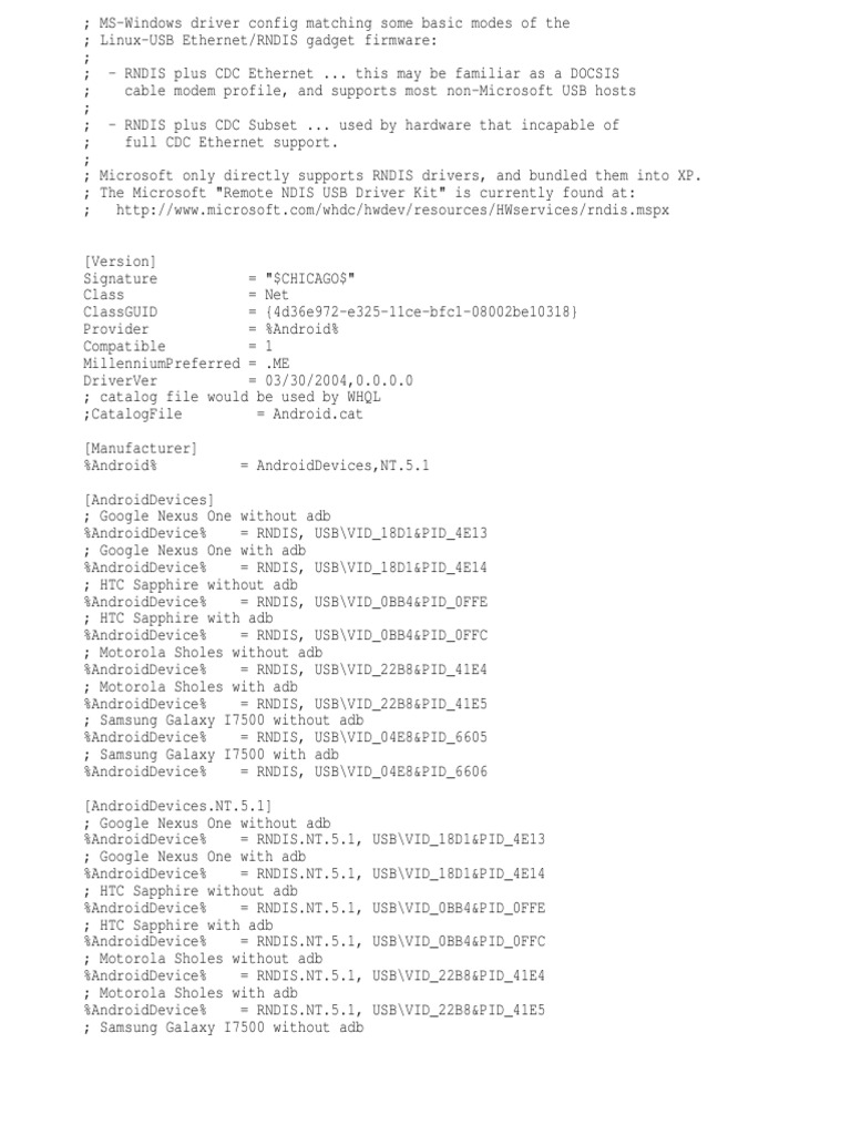 USB RNDIS Driver for Android Devices | PDF | Microsoft Windows | Usb