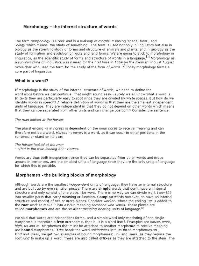 Morphology Assignment Pdf Word Morphology Linguistics
