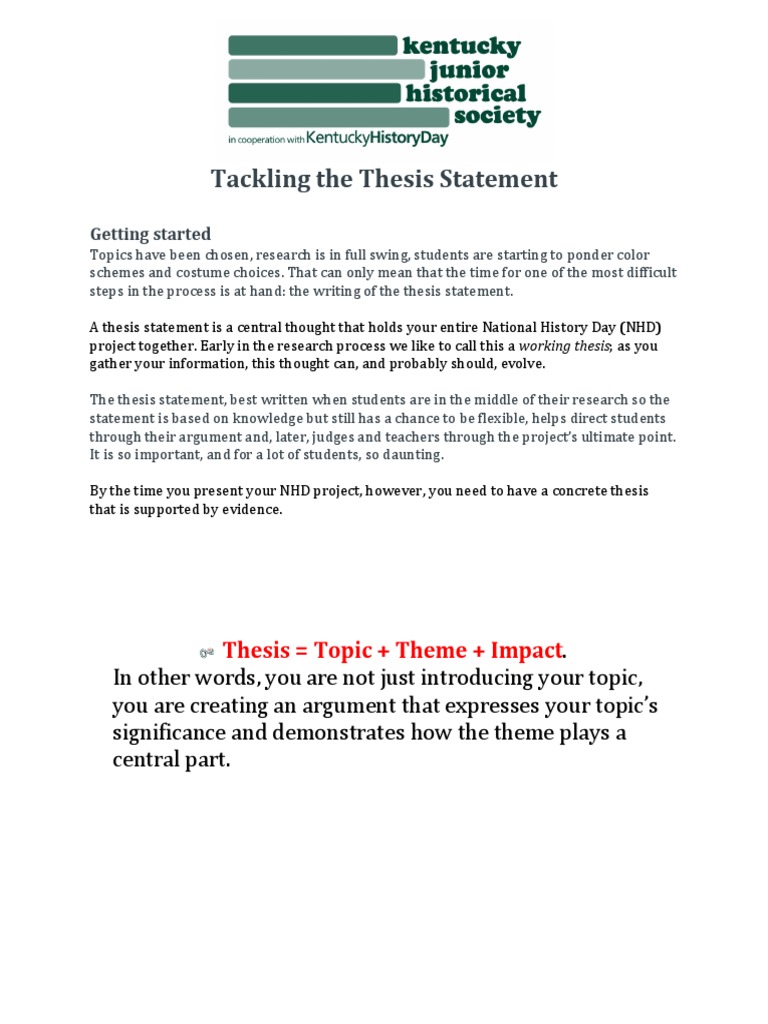Crafting Effective NHD Thesis Statements | PDF | Thesis | Immigration