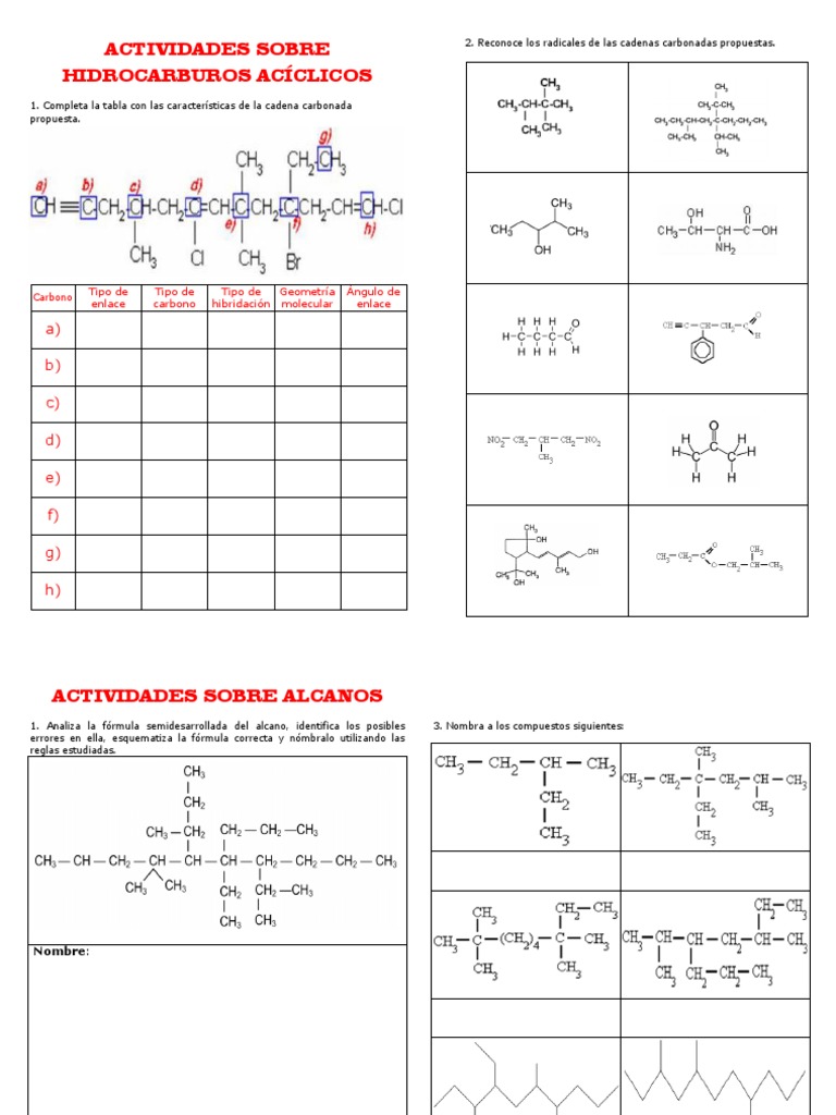Image Result For Ejercicios De Alcanos Alquenos Y Alquinos Para Estudiantes