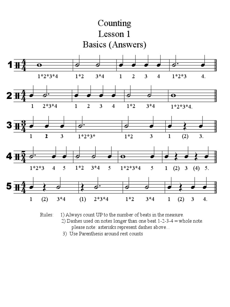 Counting Lesson 1 Basics (Answers) 1 2 3 4 5 | PDF