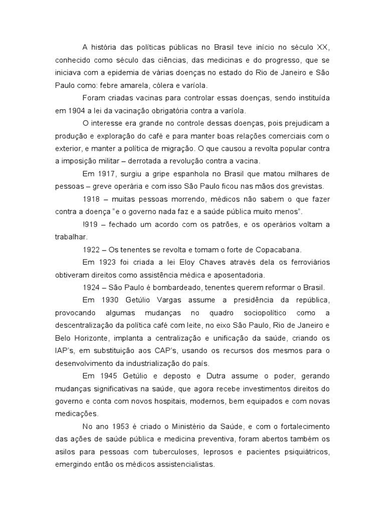 Resumo Pequeno Do Filme Políticas De Saúde No Brasil