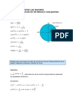 Relaciones Entre Las Razones Trigonométricas de Un Ángulo Cualquiera