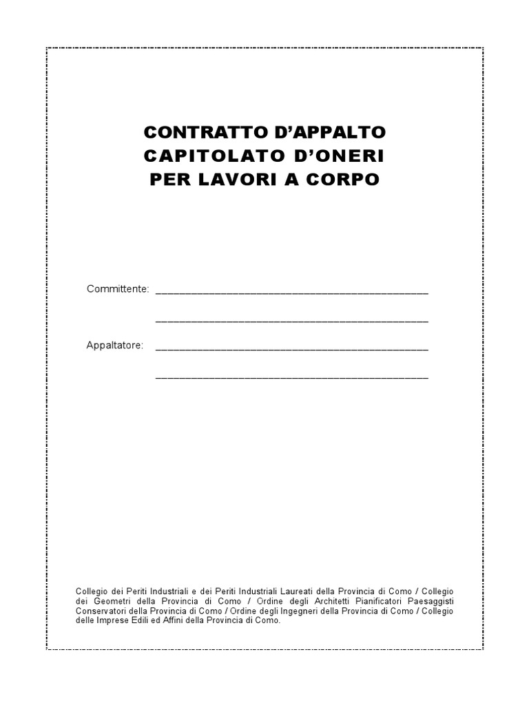 Contratto Appalto Per Lavori A Corpo | PDF