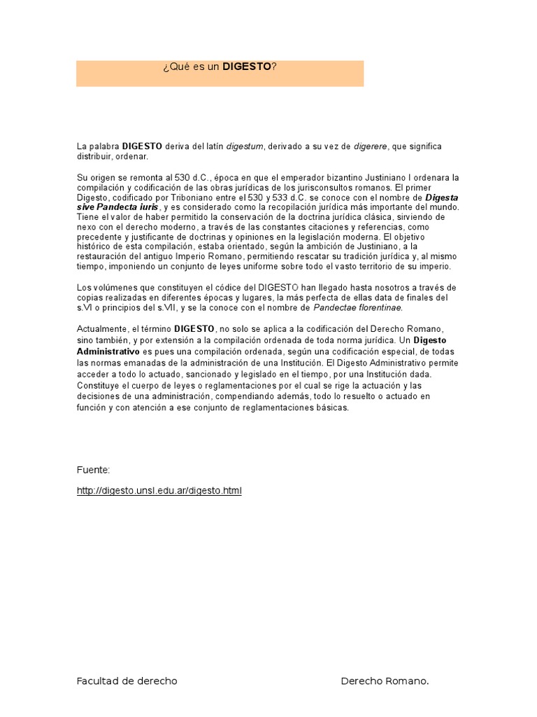 El Digesto de Justiniano: Definición y Estructura | PDF | Justiniano I ...